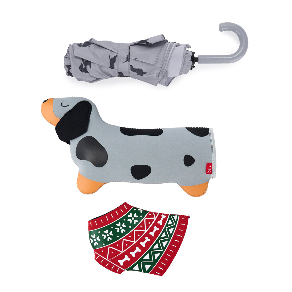 balvi-lifestyle-teckel-christmas-parapluie-gris-polyester image 4