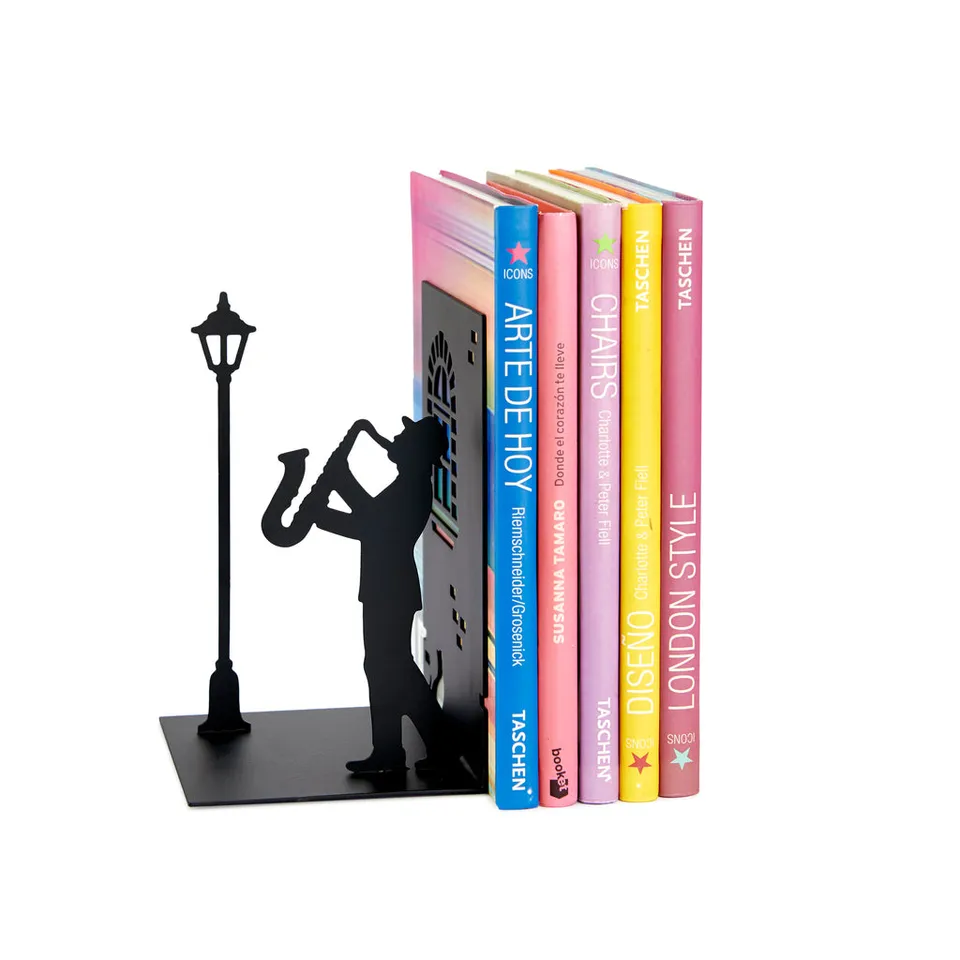balvi-jazz-serre-livres-trompettiste-noir-bureau image 1