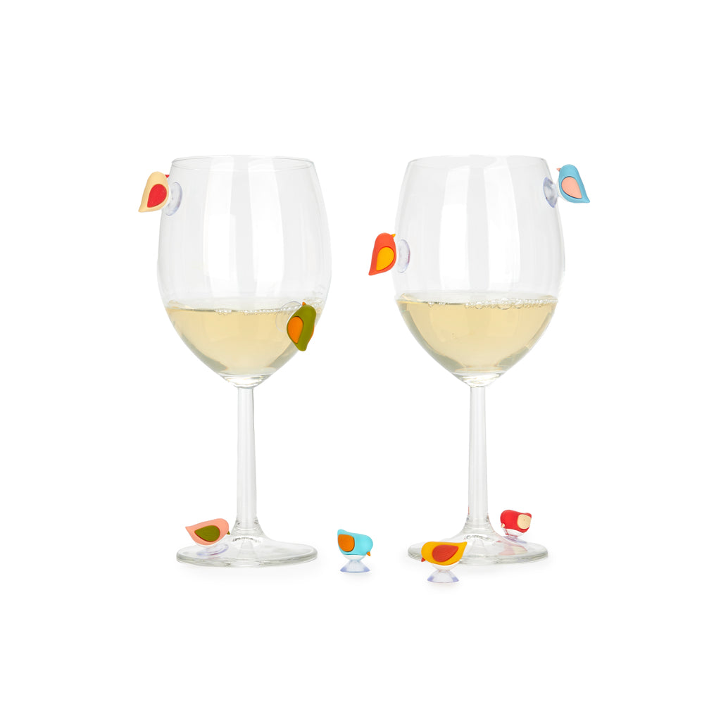 balvi-kitchen-birdie-marque-verres-oiseaux-lot-8-silicone image 1