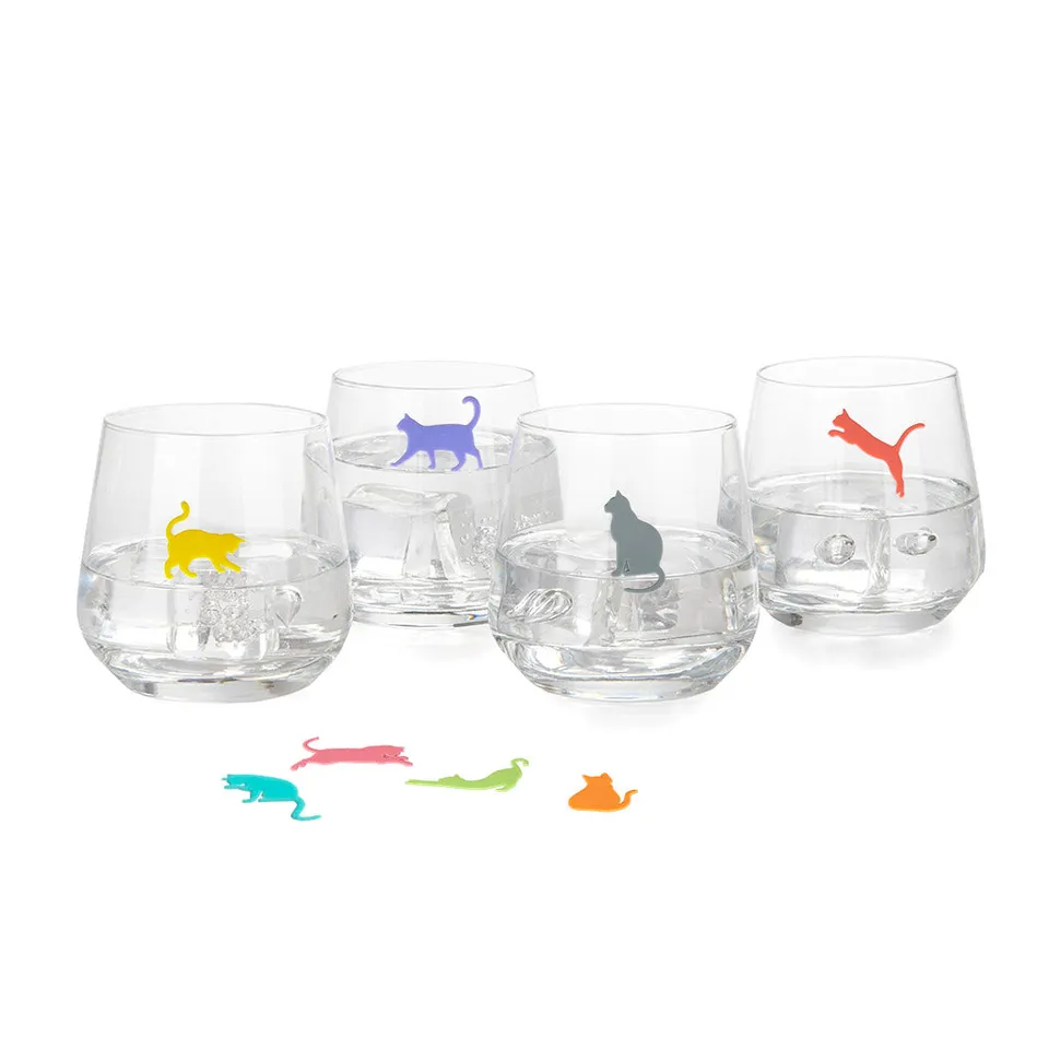 balvi-kitchen-sticky-cats-marque-verre-chat-6-couleurs image 1