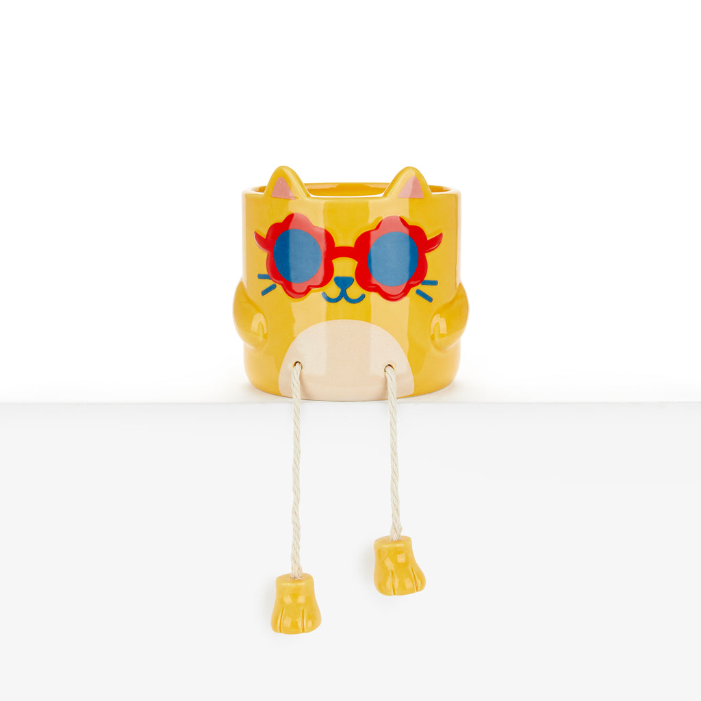 balvi-home-decor-cool-cat-cache-pot-c-ramique-jaune-chat image 4