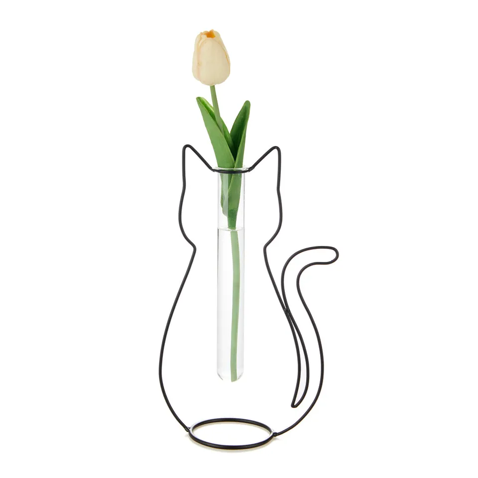 balvi-cat-silhouette-vase-chat-noir-pipette-verre image 1