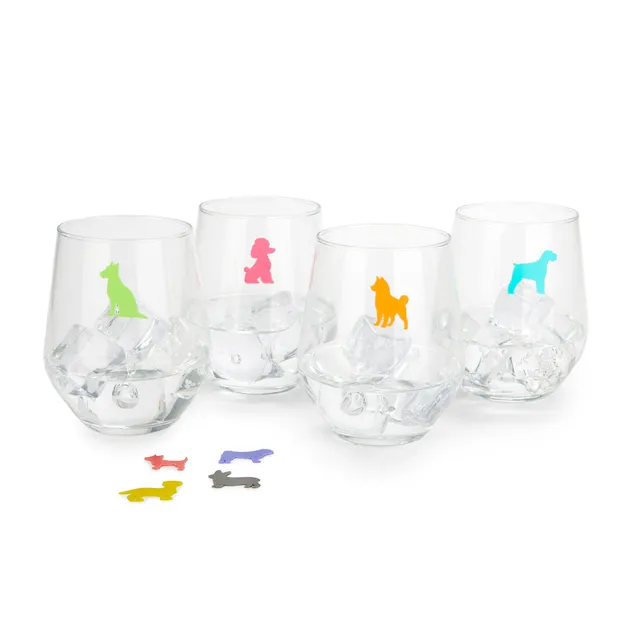 balvi-sticky-dogs-marque-verres-chiens-silicone-lot-de-6 image 1
