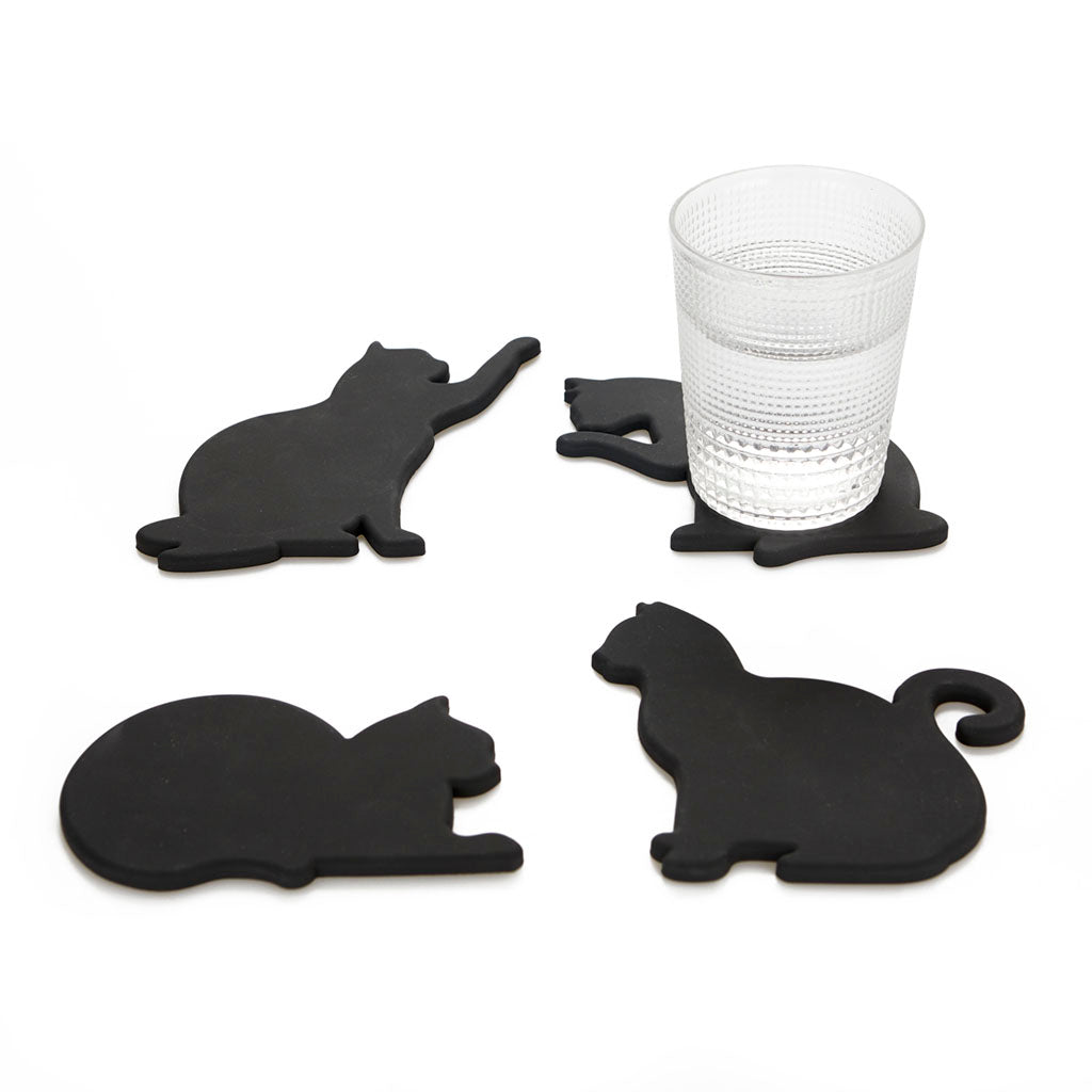 balvi-kitchen-table-cat-coasters-dessous-de-verre-chat-noir-x4 image 1