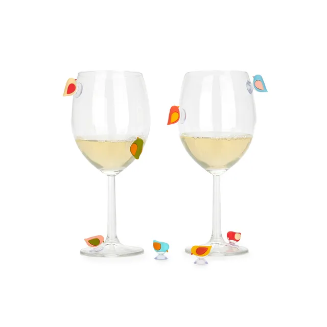 balvi-kitchen-birdie-marque-verres-oiseaux-lot-8-silicone image 1