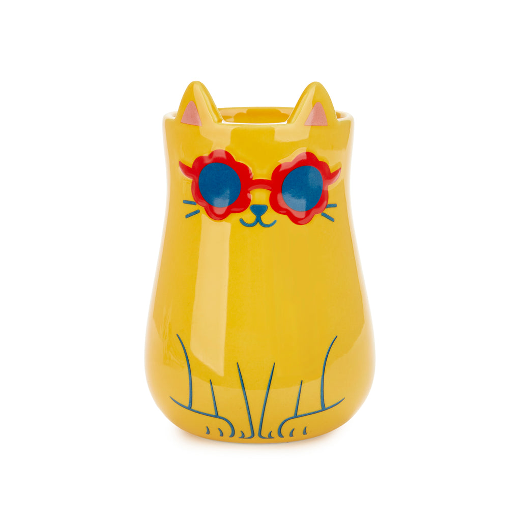 balvi-cool-cat-vase-c-ramique-chat-jaune-lunettes image 4