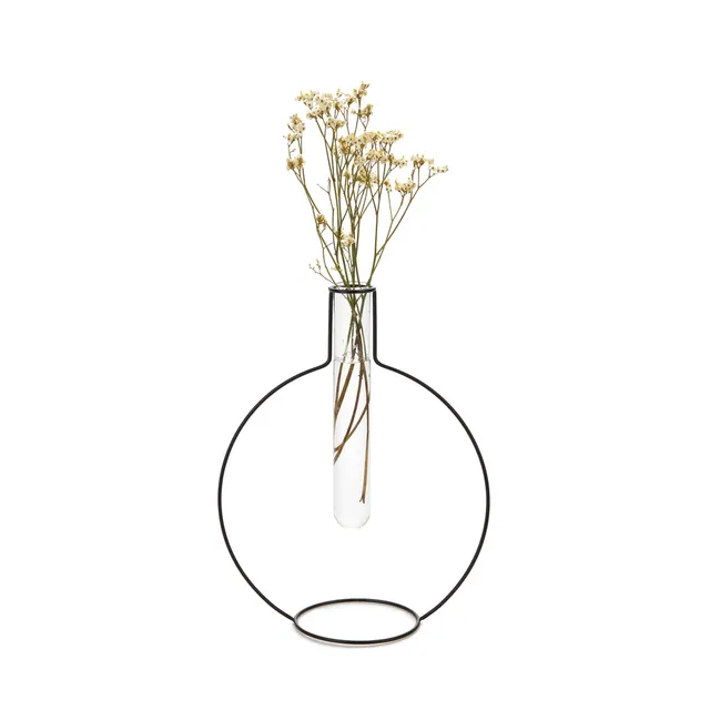 balvi-home-decor-round-silhouette-xl-vase-m-tal-rond-pipette-verre image 1