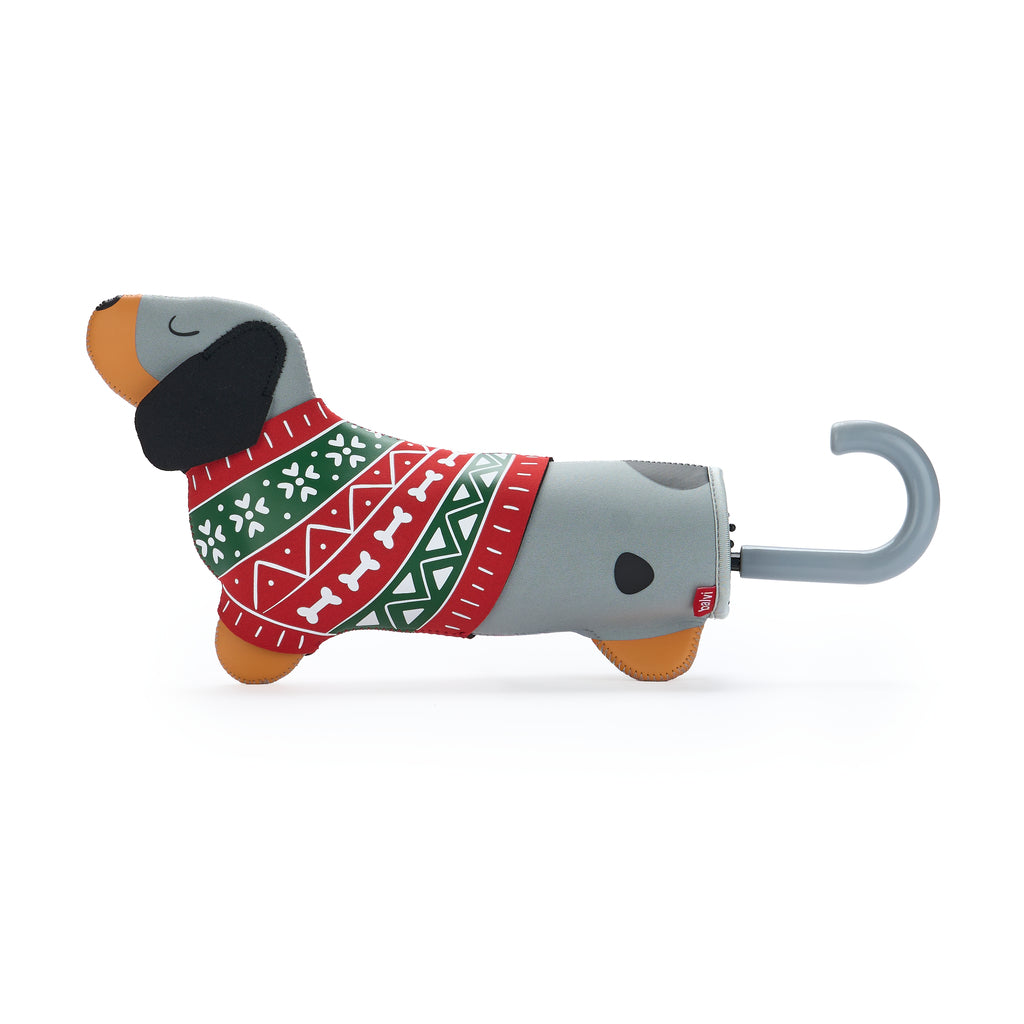 balvi-lifestyle-teckel-christmas-parapluie-gris-polyester image 1