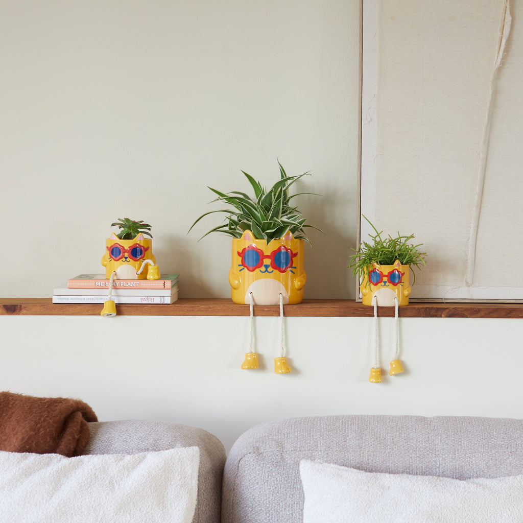 balvi-home-decor-cool-cat-cache-pot-c-ramique-jaune-chat image 3