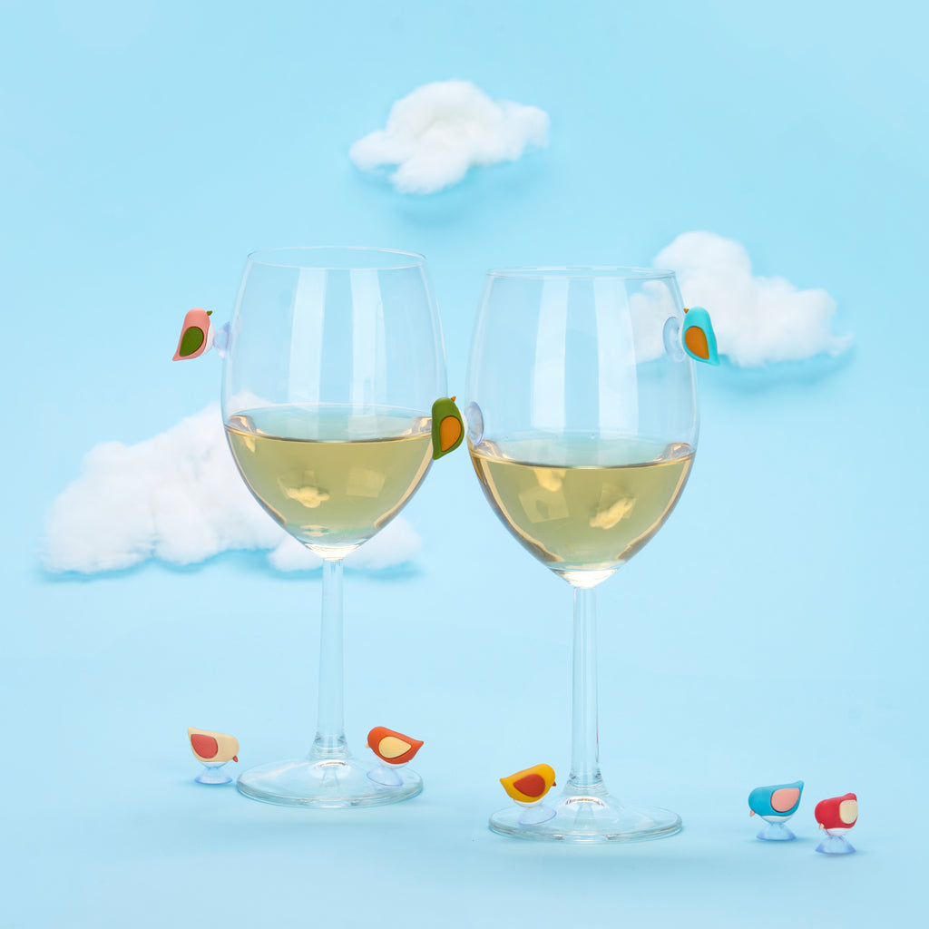 balvi-kitchen-birdie-marque-verres-oiseaux-lot-8-silicone image 2