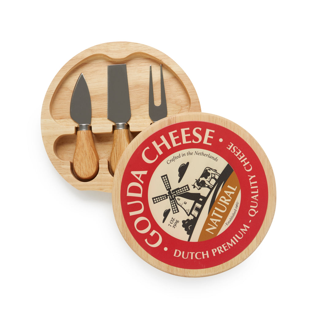 balvi-gouda-plateau-fromage-bois-rouge-3-couteaux image 1