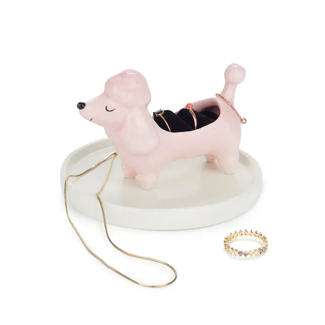 balvi-home-decor-caniche-porte-bagues-avec-plateau-blanc image 1
