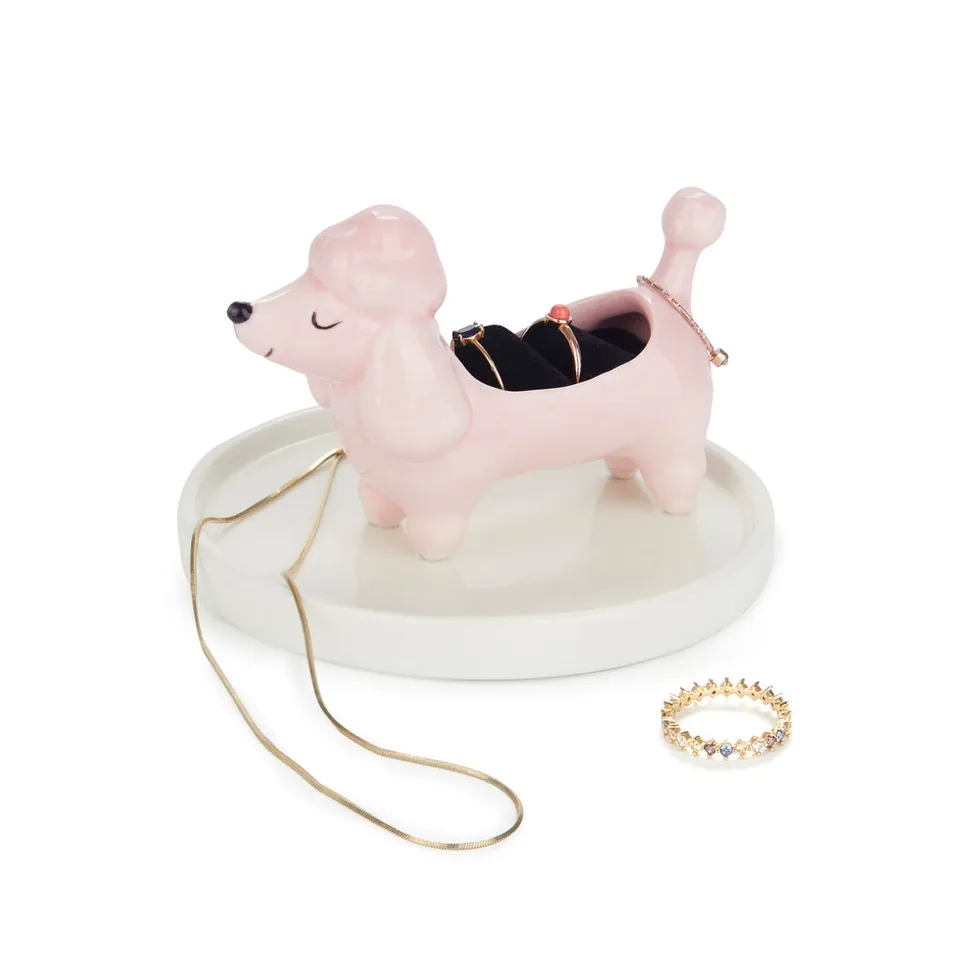 balvi-home-decor-caniche-porte-bagues-avec-plateau-blanc image 1